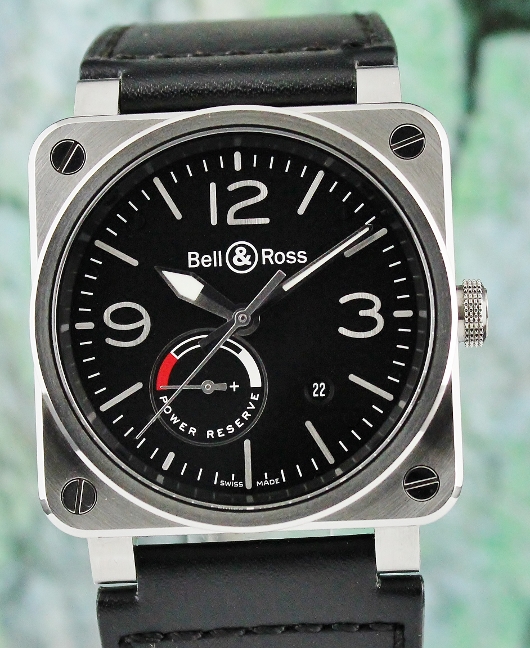 (image for) LIKE NEW UNPOLISHED BELL & ROSS AVIATION RESERVE DE MARCHE AUTOMATIC WATCH / BR03-97